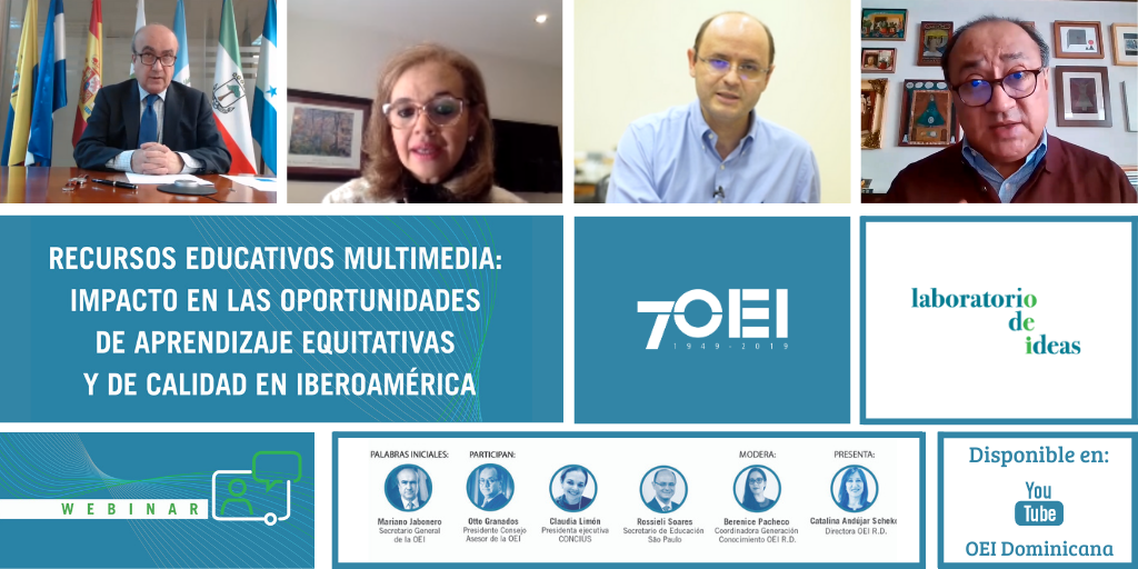 OEI realiza webinar sobre Recursos Educativos Multimedia y su impacto en las oportunidades de aprendizaje equitativas y de calidad en Iberoamérica.