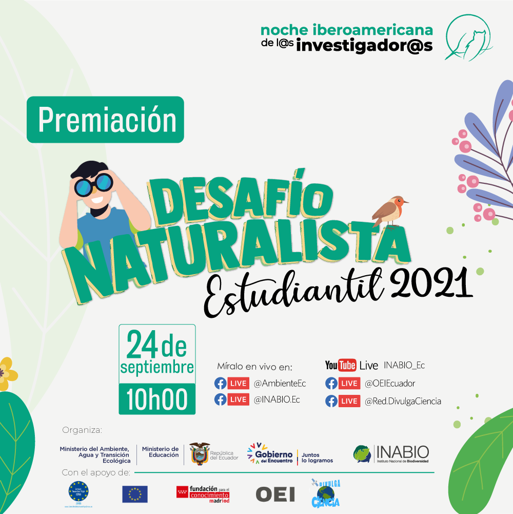 Inabio premió a los ganadores del Desafío Desafío Naturalista Estudiantil 2021