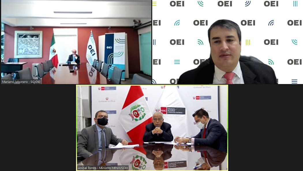 Ministro de Justicia de Perú intercambia ideas con Secretario General de la OEI con relación a la justicia peruana