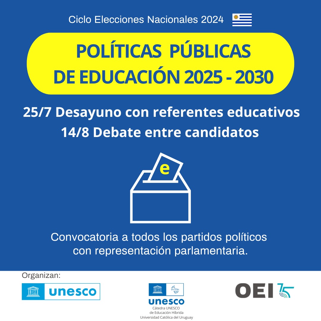 OEI y UNESCO organizan debates sobre políticas educativas con referentes técnicos y candidatos a la presidencia