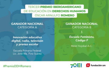 Resultados de la fase nacional de la Tercera edición del Premio Iberoamericano de Educación en Derechos Humanos “Óscar Arnulfo Romero”.