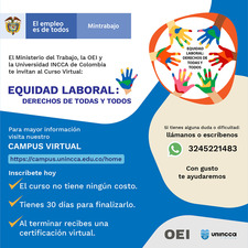 La OEI en Colombia invita a participar en curso virtual sobre Equidad Laboral»