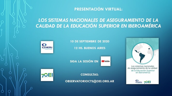 'Os sistemas nacionais de garantia da qualidade do ensino superior na Ibero-América' – apresentação virtual no próximo dia 10 de setembro