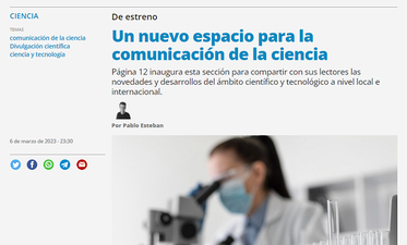 Se inaugura una nueva sección sobre ciencia y tecnología en un diario argentino