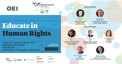 La OEI presentará desde Lisboa la sesión «Educar en Derechos Humanos», en el marco del World Law Congress