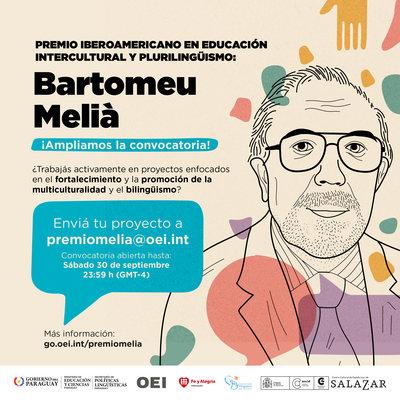 Premio Bartomeu Melià: Se amplía plazo de convocatoria hasta el 30 de septiembre de 2023