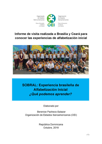 Informe de visita realizada a Brasilia y Ceará para conocer las experiencias de alfabetización inicial